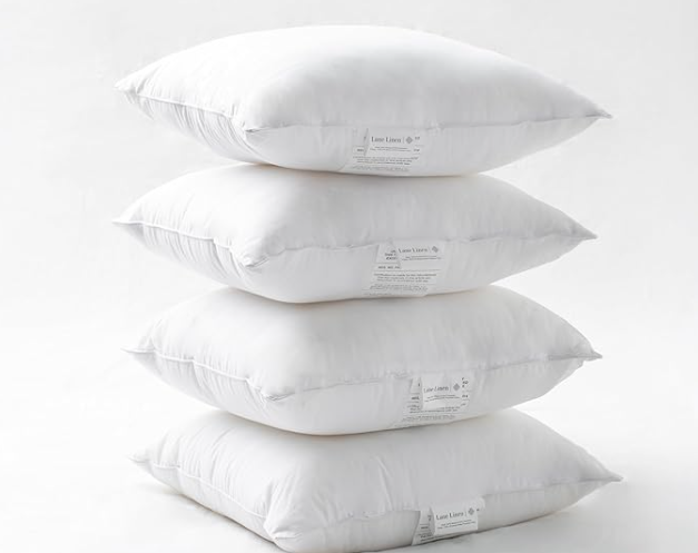 3.LANE LINEN 4 Pack 18x18 White Throw Pillow Inserts for Decorative Pillow Covers